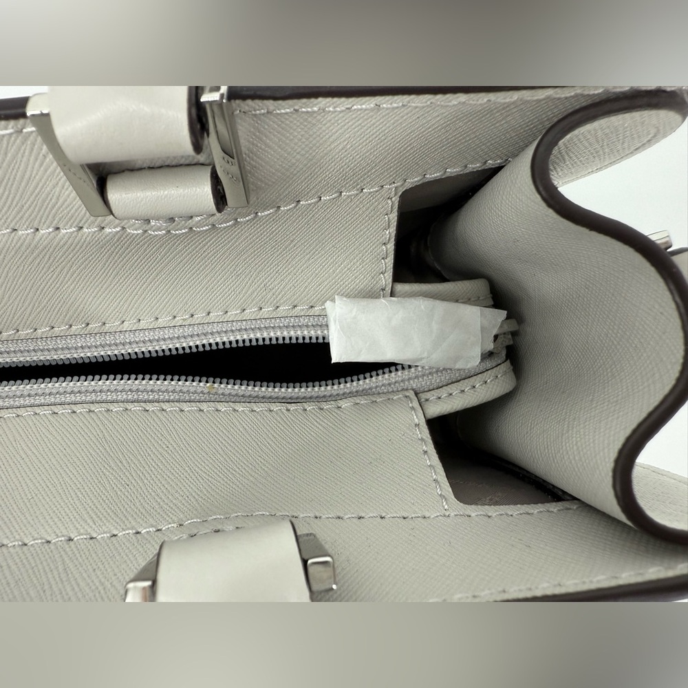 NWT Michael Kors Saffiano Leather Satchel - Light Gray with Silver Hardware - Picture 5 of 6